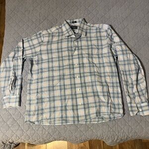 Peter Millar‎ Light Blue and White Plaid Shirt